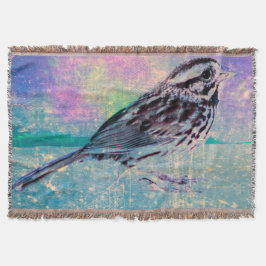 抽象芸術カラフルバードアート：ソング鮮やかバード スローブランケット