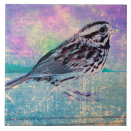 抽象芸術カラフルバードアート：ソング鮮やかバード タイル