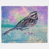 抽象芸術カラフルバードアート：ソング鮮やかバード フリースブランケット (正面(横))