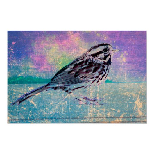 抽象芸術カラフルバードアート：ソング鮮やかバード ポスター (正面)