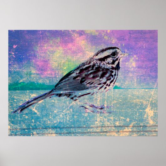 抽象芸術カラフルバードアート：ソング鮮やかバード ポスター (正面)