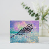 抽象芸術カラフルバードアート：ソング鮮やかバード ポストカード (スタンド正面)