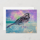 抽象芸術カラフルバードアート：ソング鮮やかバード ポストカード (正面/裏面)