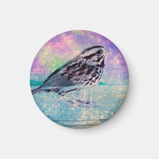 抽象芸術カラフルバードアート：ソング鮮やかバード マグネット (正面)