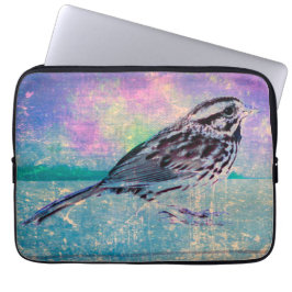 抽象芸術カラフルバードアート：ソング鮮やかバード ラップトップスリーブ