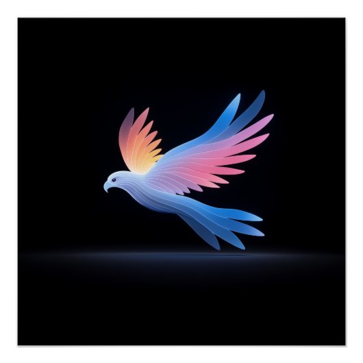 抽象芸術カラフルバードデザイン ポスター (正面)