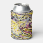抽象芸術カラフルバードホークアートイエロー 缶クーラー (缶正面)