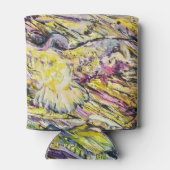 抽象芸術カラフルバードホークアートイエロー 缶クーラー (裏面)