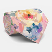 抽象芸術カラフルパステルフラワーフローラルパターン ネクタイ (ロール)