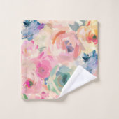 抽象芸術カラフルパステルフラワーフローラルパターン バスタオルセット (ウォッシュタオル)