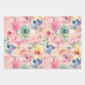 抽象芸術カラフルパステルフラワーフローラルパターン ラッピングペーパーシート (正面2)
