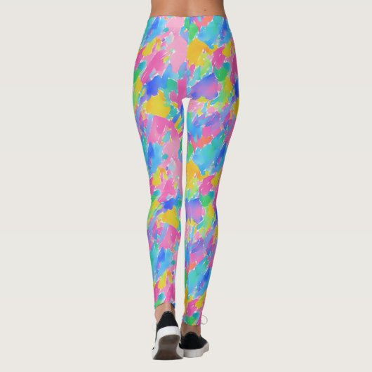 抽象芸術カラフルパステル水彩画パターン レギンス (裏面)