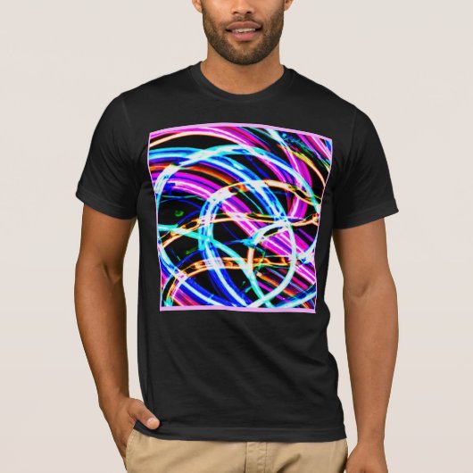 抽象芸術カラフルパターンのネオンデザイン Tシャツ (正面)