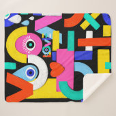 抽象芸術カラフルパターンの中に愛という言葉を入れる シェルパブランケット (正面(横))