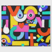 抽象芸術カラフルパターンの中に愛という言葉を入れる ラッピングペーパー (フラット)