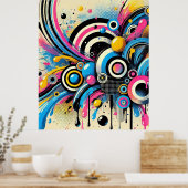 抽象芸術カラフルパターン ポスター (キッチン)