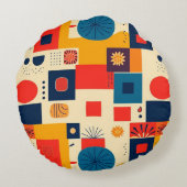 抽象芸術カラフルパターン ラウンドクッション (裏面)