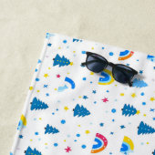 抽象芸術カラフルパターン（木と虹） ビーチタオル (インサイチュ)