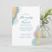 抽象芸術カラフルパターン。結婚式招待状 招待状 (スタンド正面)