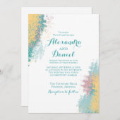 抽象芸術カラフルパターン。結婚式招待状 招待状 (正面/裏面)