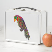 抽象芸術カラフルパロッツ黄色の赤い緑の青 メタルランチボックス (インサイチュ)