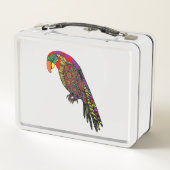 抽象芸術カラフルパロッツ黄色の赤い緑の青 メタルランチボックス (裏面)