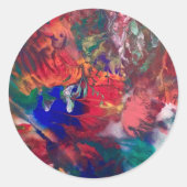 抽象芸術カラフルヒッピー虹のステッカーラベル ラウンドシール (正面)