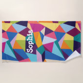 抽象芸術カラフルビーチ文字付きカスタム ビーチタオル (正面)