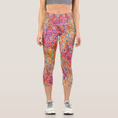 抽象芸術カラフルピンクドット色スポットウォータカラー カプリレギンス (正面)