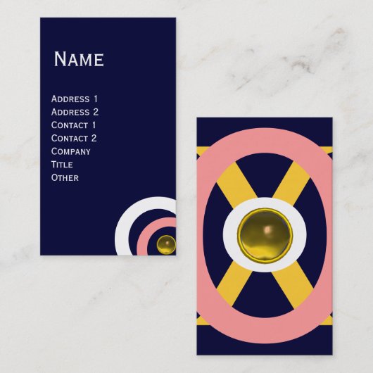 抽象芸術カラフルピンクブルーホワイトイエロージェム 名刺 (正面/裏面)