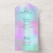 抽象芸術カラフルピンクブルー結婚パープル オールインワン招待状 (内側)