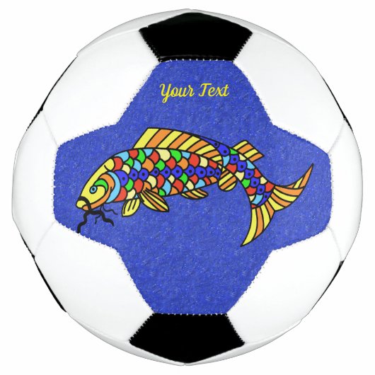 抽象芸術カラフルファンシーオンブルー鮮やか魚 サッカーボール (正面)