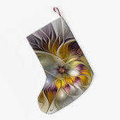 抽象芸術カラフルファンタジーフラワーフラクタルアート名 スモールクリスマスストッキング (裏面 (吊り時))