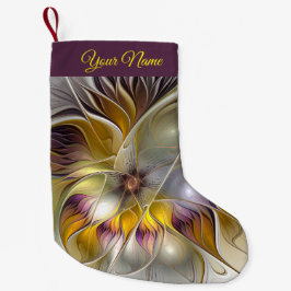 抽象芸術カラフルファンタジーフラワーフラクタルアート名 スモールクリスマスストッキング