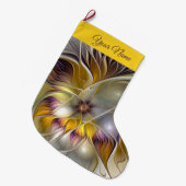 抽象芸術カラフルファンタジーフラワーフラクタルアート名 ラージクリスマスストッキング (正面 (吊り時))