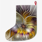 抽象芸術カラフルファンタジーフラワーフラクタルアート名 ラージクリスマスストッキング (裏面)