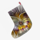 抽象芸術カラフルファンタジーフラワーフラクタルアート名 ラージクリスマスストッキング (裏面 (吊り時))