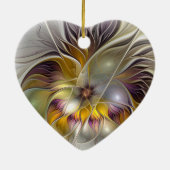 抽象芸術カラフルファンタジーフラワーフラクタルアート セラミックオーナメント (裏面)