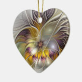 抽象芸術カラフルファンタジーフラワーフラクタルアート セラミックオーナメント (左)