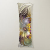抽象芸術カラフルファンタジーフラワーフラクタルアート ボディピロー (正面縦)