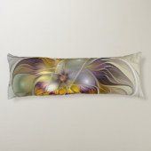 抽象芸術カラフルファンタジーフラワーフラクタルアート ボディピロー (裏面)
