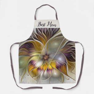 抽象芸術カラフルファンタジーフラワーフラッ最高のクラママ エプロン