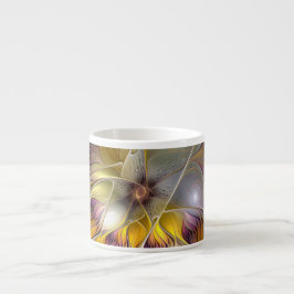 抽象芸術カラフルファンタジーフラワーモダンフラクタル エスプレッソカップ