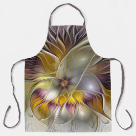 抽象芸術カラフルファンタジーフラワーモダンフラクタル エプロン