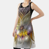 抽象芸術カラフルファンタジーフラワーモダンフラクタル エプロン (インサイチュ)
