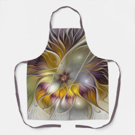 抽象芸術カラフルファンタジーフラワーモダンフラクタル エプロン