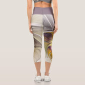 抽象芸術カラフルファンタジーフラワーモダンフラクタル カプリレギンス (裏面)