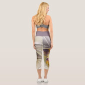 抽象芸術カラフルファンタジーフラワーモダンフラクタル カプリレギンス (裏面)