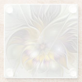 抽象芸術カラフルファンタジーフラワーモダンフラクタル ガラスコースター (裏面)