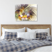 抽象芸術カラフルファンタジーフラワーモダンフラクタル キャンバスプリント (インサイチュ (寝室))